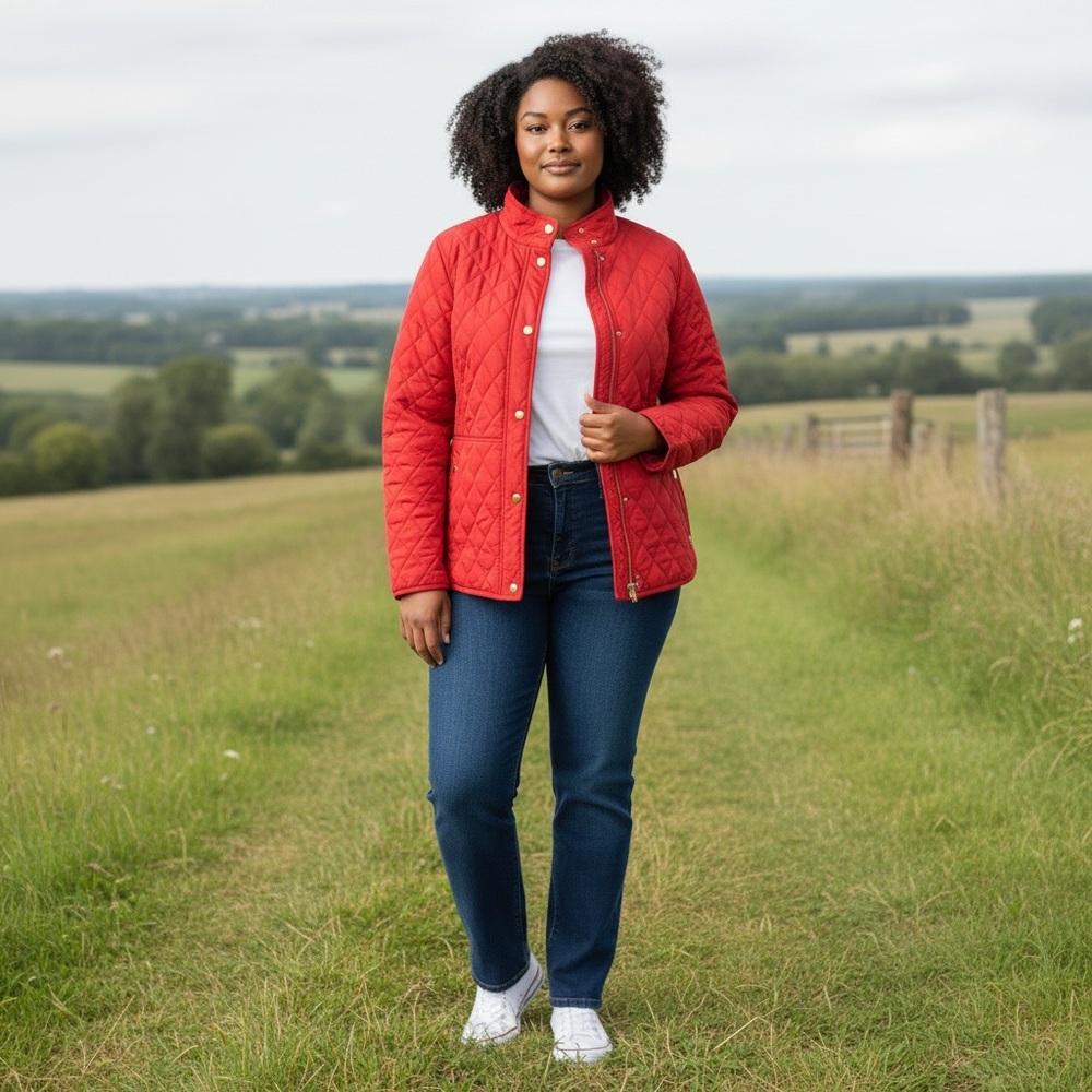 Crown & Ivy Red Quilted Barn Jacket NWOT